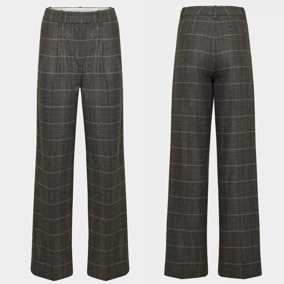 Aritzia The Effortless Pants Precision Wool Wide Leg Flannel Trousers Womens 14 - Picture 3 of 13